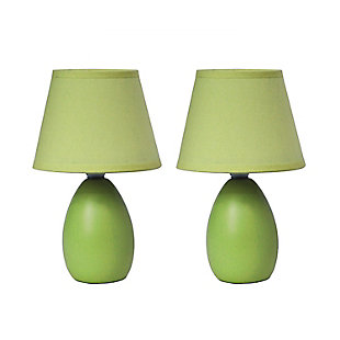 Home Accents Simple Designs Mini Egg Oval Ceramic Table Lamp 2 Pk Set, Green, large