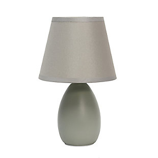 Home Accents Simple Designs Mini Egg Oval Ceramic Table Lamp, Gray, large
