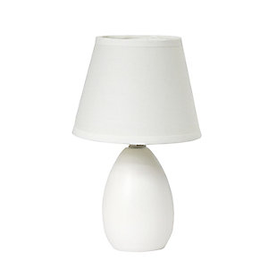 Home Accents Simple Designs Mini Egg Oval Ceramic Table Lamp, White, large