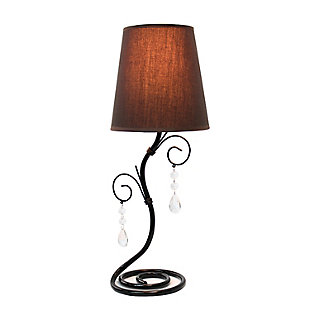 Home Accents Simple Designs Twisted Vine Lamp w Fabric Shade & Crystals, Brown/Beige, large