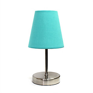 Home Accents Simple Designs Sand Nickel Mini Table Lamp w Fabric Shade, Blue, large