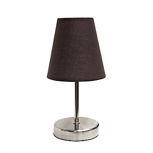 Home Accents Simple Designs Sand Nickel Mini Table Lamp w Fabric Shade, Brown, large