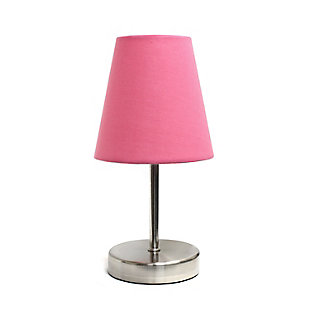 Home Accents Simple Designs Sand Nickel Mini Table Lamp w Fabric Shade, Pink, large