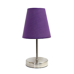 Home Accents Simple Designs Sand Nickel Mini Table Lamp w Fabric Shade, Purple, large