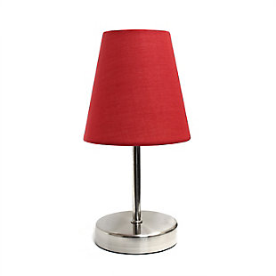 Home Accents Simple Designs Sand Nickel Mini Table Lamp w Fabric Shade, Red, large