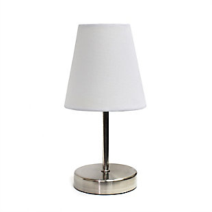 Home Accents Simple Designs Sand Nickel Mini Table Lamp w Fabric Shade, White, large