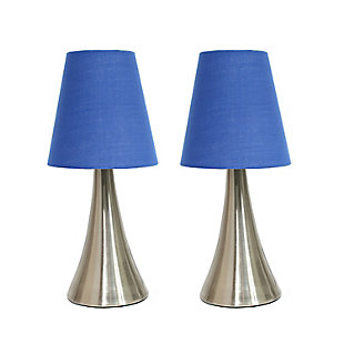 Home Accents Simple Designs Valencia 2 Pk Mini Touch Table Lamp Set, Brushed Nickel/Blue, large