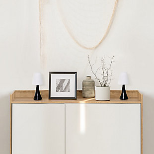 Home Accents Simple Designs Valencia 2 Pk Mini Touch Table Lamp Set, BLK, Black, rollover