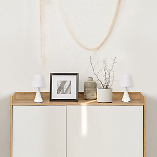 Home Accents Simple Designs Valencia 2 Pk Mini Touch Table Lamp Set, WHT, White, rollover