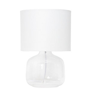 Home Accents Simple Designs Clear Glass Table Lamp w White Fabric Shade, White, large