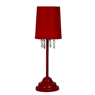 Home Accents Simple Designs RED Table Lamp w Fabric Shade & Hanging Beads, Red, large