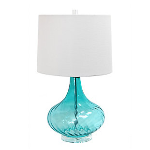 Home Accents Elegant Designs Glass Table Lamp with Fabric Shade, Light Blue, , large