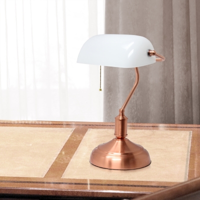 Home Accents Simple Designs Executive Bankers RGD Desk Lamp w Glass Shade, Rose Gold, rollover