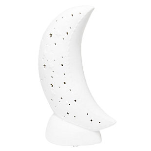 Home Accents Simple Designs Porcelain Moon Shaped Table Lamp, , large