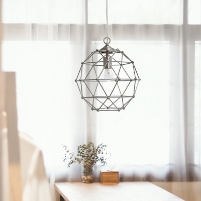 Home Accents Elegant Designs 1 Light BSN Hexagon Industrial Rustic Pendant, Brushed Nickel, large