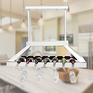 Home Accents Elegant Designs 2 Light LED Overhead Wine Rack, White, White, rollover