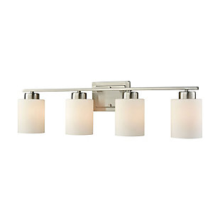 Three Light Summit Place 3-Light for the Bath in Brushed Nickel with Opal White Glass, Brushed Nickel, rollover