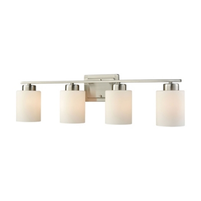 Three Light Summit Place 3-Light for the Bath in Brushed Nickel with Opal White Glass, Brushed Nickel, large