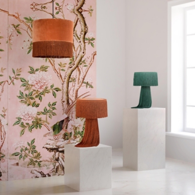 TOV Atolla Emerald Tassel Table Lamp, Green, rollover