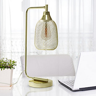 Lalia Home Lalia Home Industrial Mesh Desk Lamp, Gold, Gold, rollover