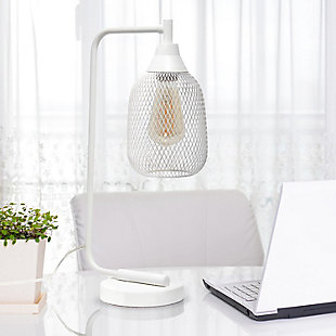 Lalia Home Lalia Home Industrial Mesh Desk Lamp, White, White, rollover