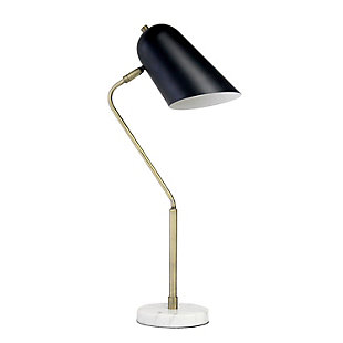 Lalia Home Lalia Home Asymmetrical Marble and Metal Desk Lamp with Black Sloped Shade, , large