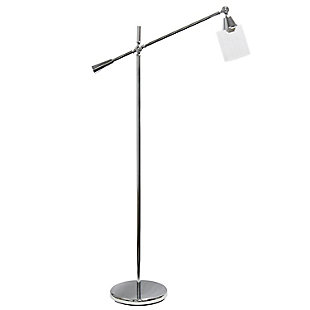 Lalia Home Lalia Home Swing Arm Floor Lamp with Clear Glass Cylindrical Shade, Chrome, Chrome, large