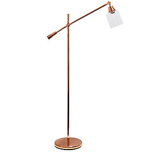 Lalia Home Lalia Home Swing Arm Floor Lamp with Clear Glass Cylindrical Shade, Rose Gold, Rose Gold, large