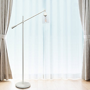 Lalia Home Lalia Home Swing Arm Floor Lamp with Clear Glass Cylindrical Shade, White, White, rollover