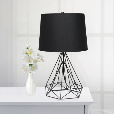 Lalia Home Lalia Home Geometric Black Matte Wired Table Lamp with Fabric Shade, Black, large