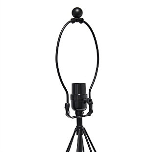Bring a modern touch to any room in your home while keeping it fun!  The metal base is finished in matte black and is complimented by a black fabric tapered shade.  The perfect lamp for your living room, bedroom, dorm room or office!Black fabric tapered shade | Matte black finish on geometric metal base | 1 x 60w medium type a base bulb (not included) required | More color options available! | Fun and modern | Easily accesible rotary switch on socket
