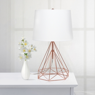 Lalia Home Lalia Home Geometric Rose Gold Wired Table Lamp with Fabric Shade, Rose Gold, large