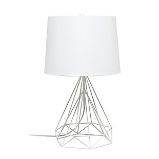 Lalia Home Lalia Home Geometric White Matte Wired Table Lamp with Fabric Shade, White, large