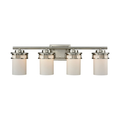 Two Light Ravendale 2-Light for the Bath in Brushed Nickel with Opal White Glass, Brushed Nickel, large