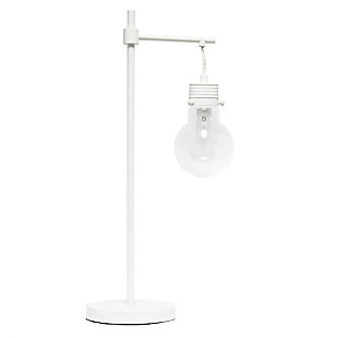 Lalia Home Lalia Home White Matte 1 Light Beacon Table Lamp with Clear Glass Shade, White, large