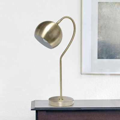 Lalia Home Lalia Home Mid Century Curved Table Lamp with Dome Shade, Antique Brass, Antique Brass, large