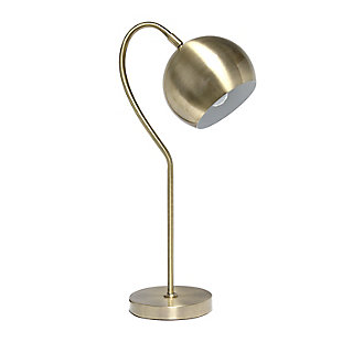 Lalia Home Lalia Home Mid Century Curved Table Lamp with Dome Shade, Antique Brass, Antique Brass, large