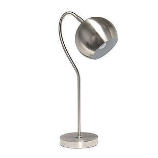 Lalia Home Lalia Home Mid Century Curved Table Lamp with Dome Shade, Brushed Nickel, Brushed Nickel, large