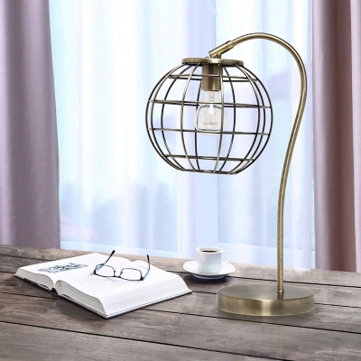 Lalia Home Lalia Home Arched Metal Cage Table Lamp, Antique Brass, Antique Brass, large