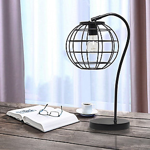 Lalia Home Lalia Home Arched Metal Cage Table Lamp, Black, Black, rollover