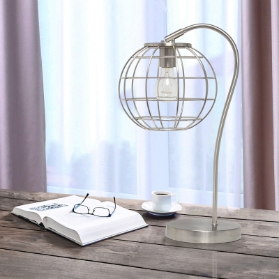 Lalia Home Lalia Home Arched Metal Cage Table Lamp, Brushed Nickel, Brushed Nickel, large