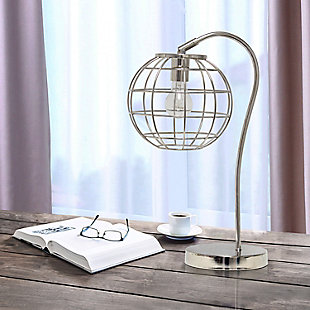 Lalia Home Lalia Home Arched Metal Cage Table Lamp, Chrome, Chrome, rollover