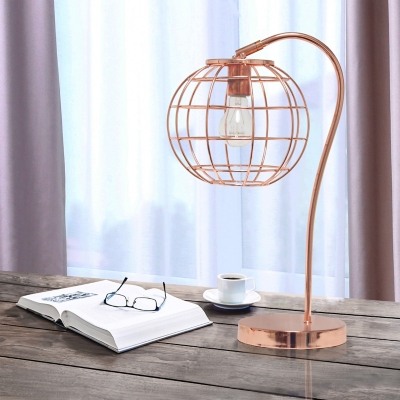 Lalia Home Lalia Home Arched Metal Cage Table Lamp, Rose Gold, Rose Gold, large
