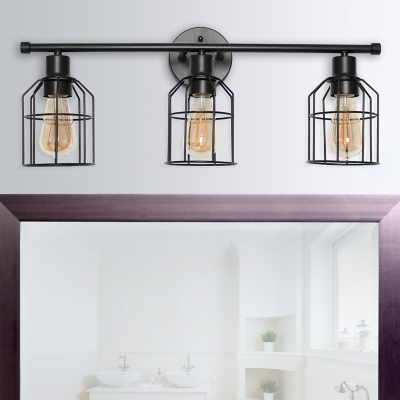 Lalia Home Lalia Home 3 Light Industrial Wired Vanity Light, Matte Black, Black, large