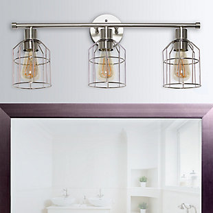 Lalia Home Lalia Home 3 Light Industrial Wired Vanity Light, Brushed Nickel, Brushed Nickel, rollover