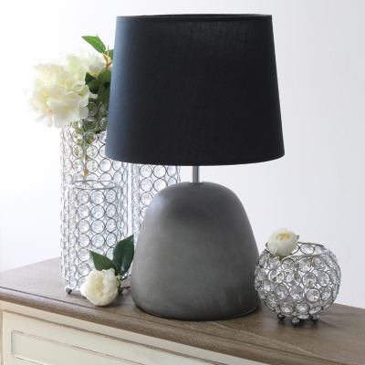 Simple Designs Simple Designs Round Concrete Table Lamp, Black, Black, large