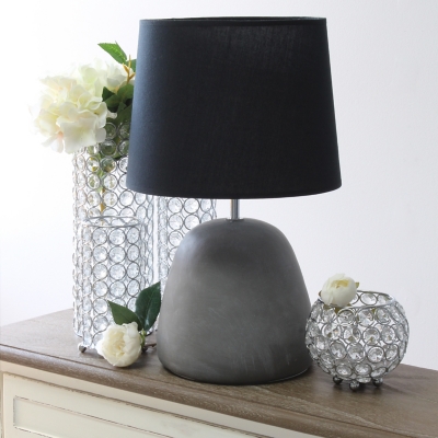 Simple Designs Simple Designs Round Concrete Table Lamp, Black, Black, rollover