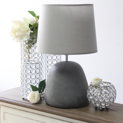 Simple Designs Simple Designs Round Concrete Table Lamp, Gray, Gray, large