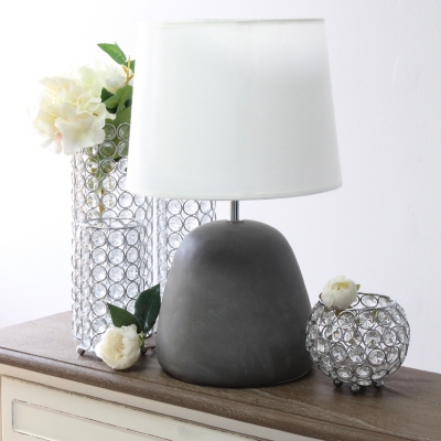Simple Designs Simple Designs Round Concrete Table Lamp, White, White, large