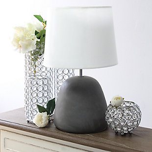 Simple Designs Simple Designs Round Concrete Table Lamp, White, White, rollover